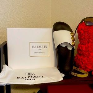 Balmain Leather Pool Slides